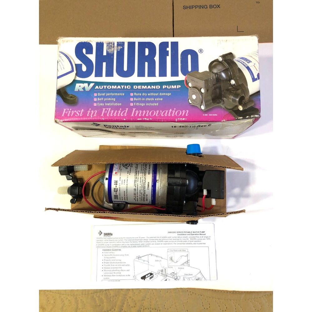 Vtg Shurflo 2088-422-444 RV Water Pump 12V 2.8 GPM 45 PSI Open Box New Nose Fit